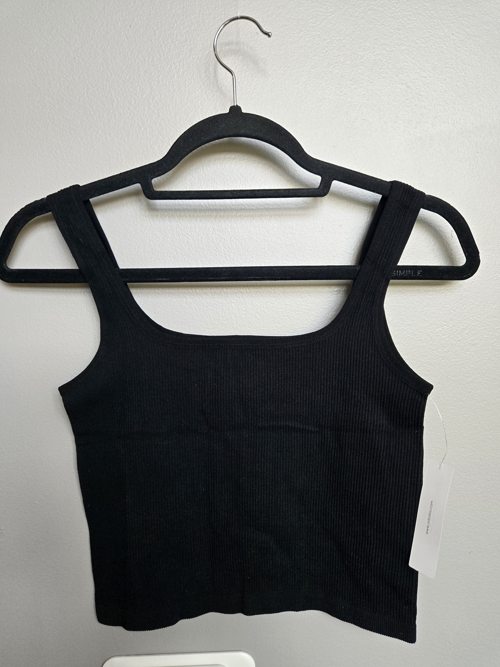 ododos Black Ribbed Crop Tank Top